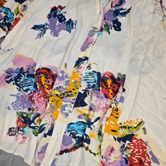 Free People meadow lark Floral Print Button-Down long sleeve Tunic top XS - Picture 10 of 10